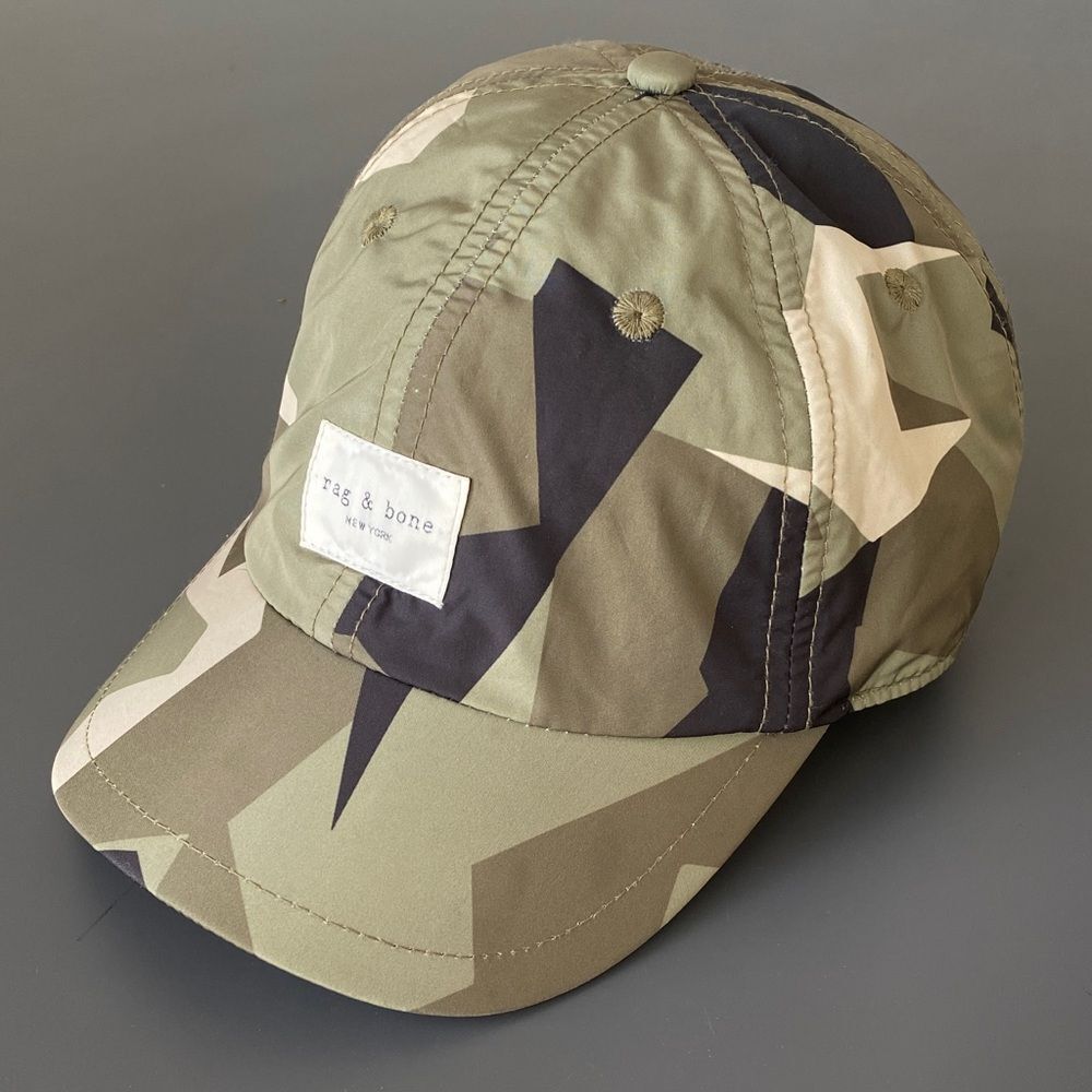 Rag & Bone Addison baseball cap green camouflage print OS Unisex Street